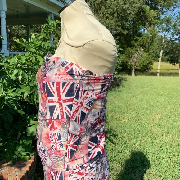 NWOT TWIGGY LONDON Union Jack Print Strapless Pencil Dress - Picture 5 of 11